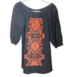 Ivy Jane Grey Corduroy Dress with Orange Embroidery Sz. XS